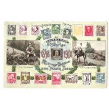 F. J. sitting in hunter's clothes and riding + printed stamp , 2nd print variant