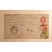 Card Würtenberg , marked 1 x 3 Kr , on the back side is an imprint of 3 Kr.