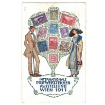 Exhibition postcard - Vienna 1911, stamps , print variant