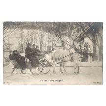 Císař Franz Josef jedoucí v kočáru na sněhu