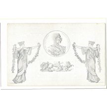 Painted postcards , two ladies around portrait of Franz Joseph