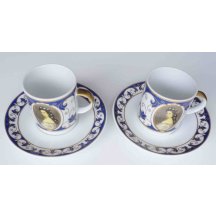 Dva novodobé hrníčky s portrétem císařovny Elisabety s podšálkem