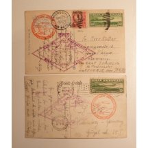 Two postcards, evaluated with 65 cents stamps, Graf Zeppelin 