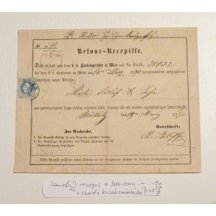 Return receipt valuated with 10 kr post stamp and 15 kr fee stamp