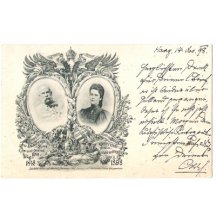 Elisabeth a Franz Joseph se symboly rakouského císařství