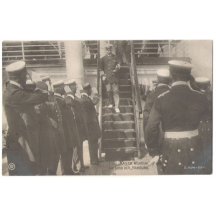 Several postcards - emperor on inspection of warships