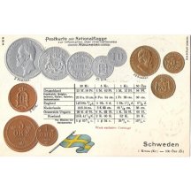 Pohlednice s mincemi- Švédsko, další tisková varianta