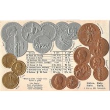 Pohlednice s mincemi- Italy, Italie, Italia