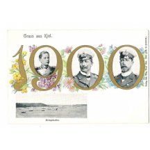 Postcard year 1900 - Kiel , emperor Wilhelm , son and others