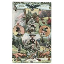 Several portraits of Franz Joseph in hunting suit and his hunting trophy