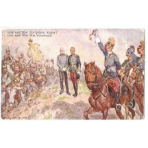 Soldiers pay tribute to Franz Joseph and Carl , colored version