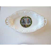 Oválný talíř s portréty císařů - Františka Josefa a Wilhelma 