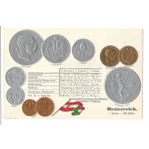 Postcards with Austrian coins 1908 - 5