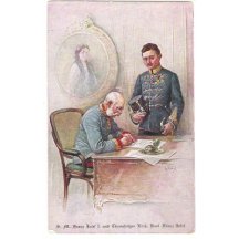 Píšící Franz Josef a pozorující ho Carl Franz Josef