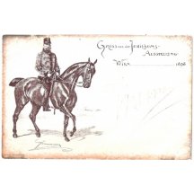 Emperor Franz Joseph on horse , exhibition postcard from Vienna