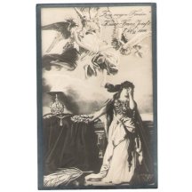 Funeral postcard - angels take Franz Josef to the sky