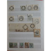 Cuttings of printed fee stamps and cuttings of post stamps from deeds