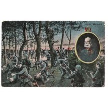 Soldier attack at Grodek , Franz Joseph in oval frame