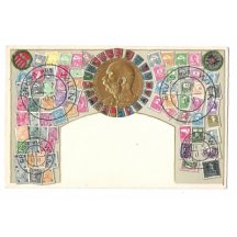 Greeting from Vienna - medal of Franz Joseph , there are coats of arms around