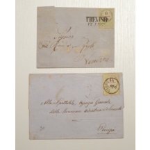 Dva dopisy vyfrankované kolky 15 centy s razítkem Trviso a Vicenza
