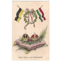 Royal crowns with flags 