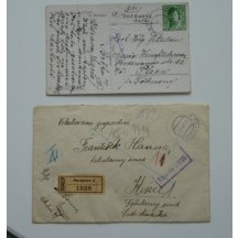 Postcard and letter with extraordinary stamps