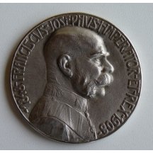 Postříbřená medaile s Franz Josefem na památku návštěvy v Praze
