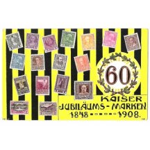 Postcard with jubilee series of stamps Franz Joseph (2)