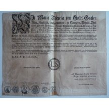 Maria Theresas circular to issue coins, years 1758, 1759, 1760