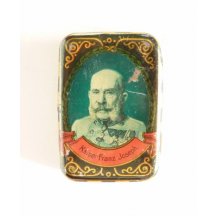 Plechová krabička s portrétem Františka Josefa