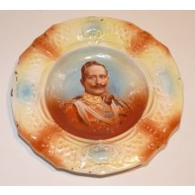 Brown-blue plate with portrait emperor Wilhelm II.