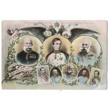 Více portrétů císaře Franz Josefa I. na jedné pohlednici