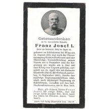 Další podobná varianta úmrtního lístku císaře Františka Josefa