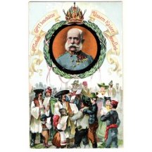 Franz Josef a zpívající lidé na jeho počest, varianta č.2