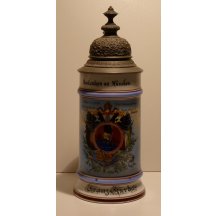 Porcelánový korbel s víkem a portrétem císaře Franz Josefa I.