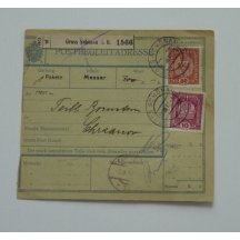 Postal dispatch note with split payroll stamp