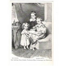 Franz Joseph I. , Carl Ludwig and Ferdinand Max learning alphabet