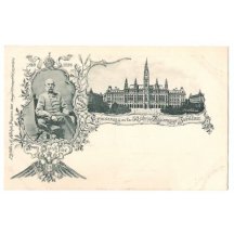 Portrait of emperor Franz Joseph and Rothaus church