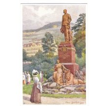 Barevná malovaná kresba sochy Franz Josefa