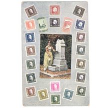 Fountain with woman , print variant of color