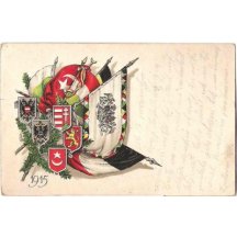 Patriotic postcard with four flags