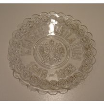 Skleněný talíř k 40. výročí císaře Františka Josefa s jeho znakem