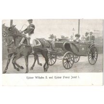 Emperor Wilhelm II. and emperor Franz Josef I. in a spring cart
