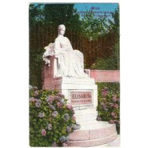 Barevná pohlednice - pomník sedící císařovny Elisabety