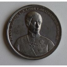 Vyobrazení mladého císaře Franz Josefa na stříbrné medaili