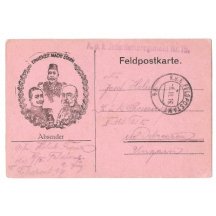 Field postcard , variant on red paper