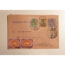 Evaluated German card for tube post - perfored stamps - rare