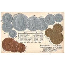 Velká Británie - pohlednice s mincemi