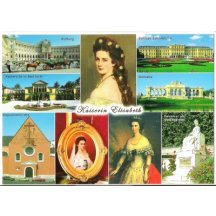 Barevná pohlednice, císařovna Sissi a její oblíbená místa