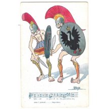 Emperors Franz Joseph and Wilhelm like roman gladiators